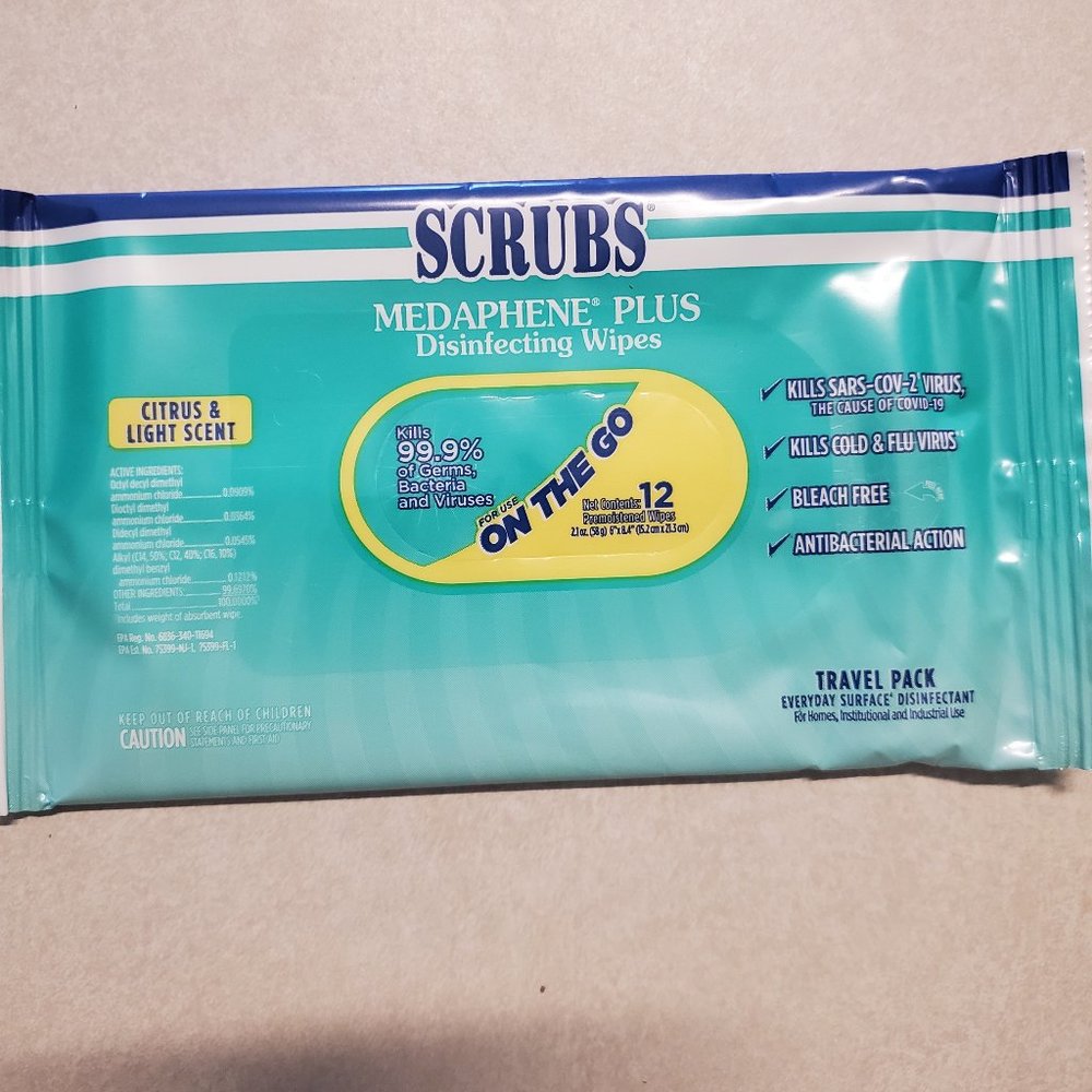 Scrubs Medaphene Plus disinfecting wipes 12 ct
